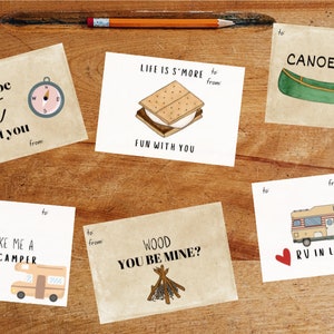 Cartes de Saint Valentin Happy Camper Style, Camping Valentines, Cartes de Saint Valentin imprimables