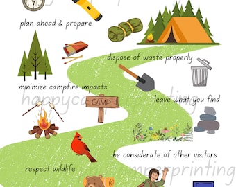 Leave no trace printable guide, leave no trace pdf, camping rules png, sustainable practices