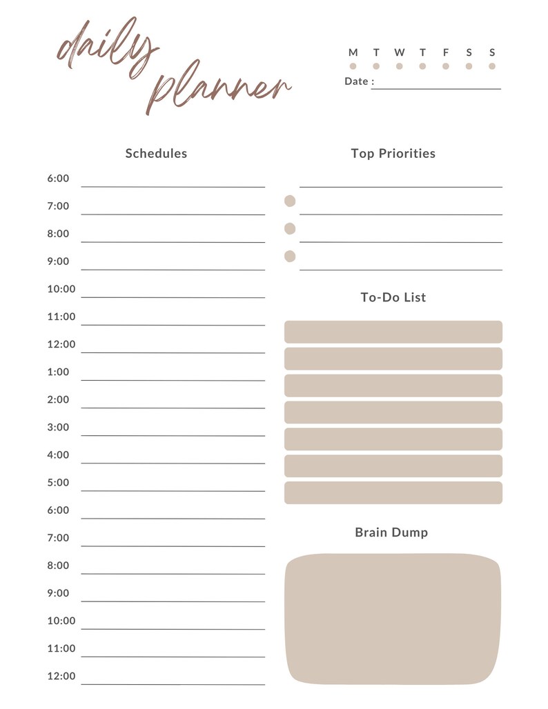 Minimalist Daily Planner, Printable Planner, Digital Planner PDF - Etsy