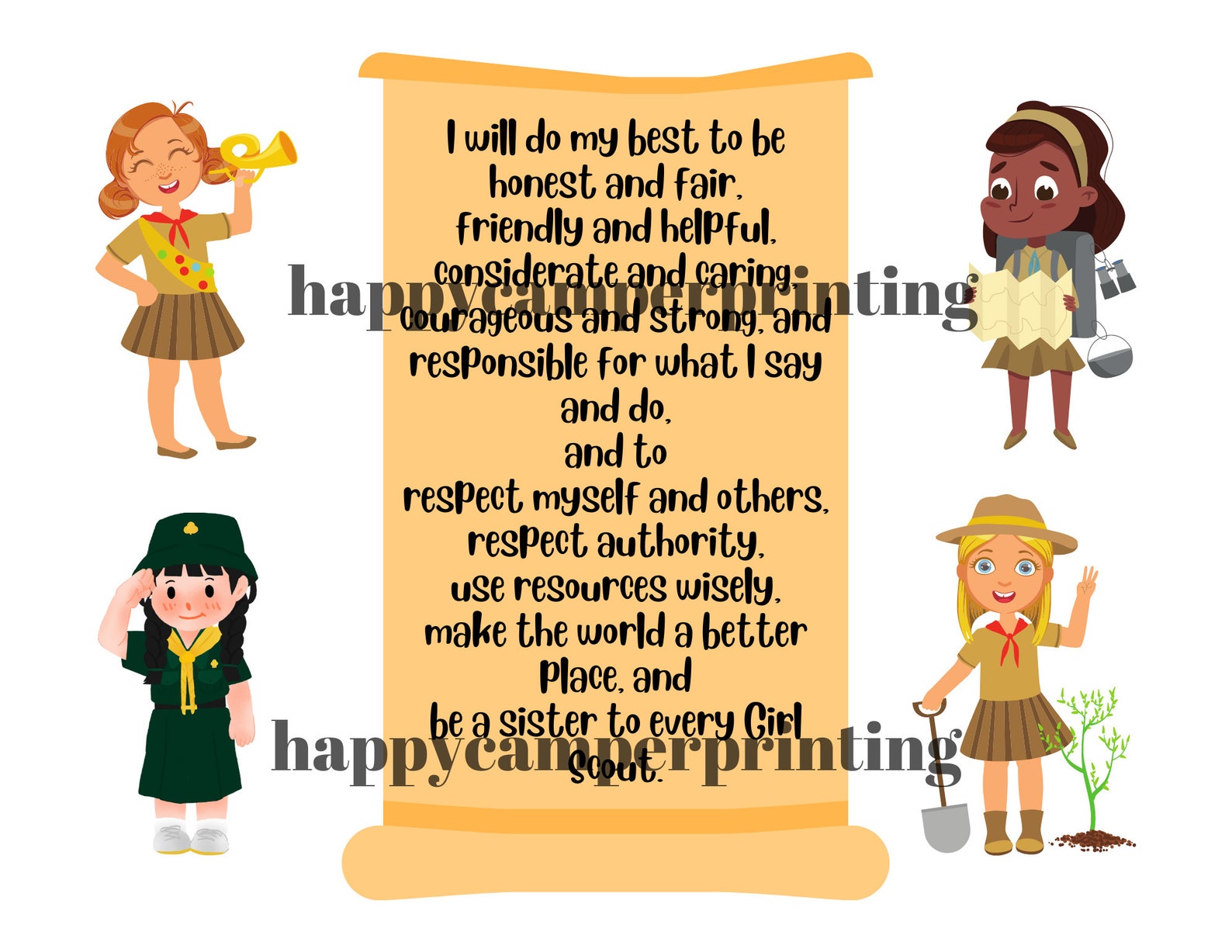 Girl Scout Law Printable, Girl Scout Law Digital Download, Girl Scouts ...