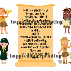 Girl Scout Gesetz Printable, Girl Scout Gesetz digitaler Download, Girl Scouts sofortigen download