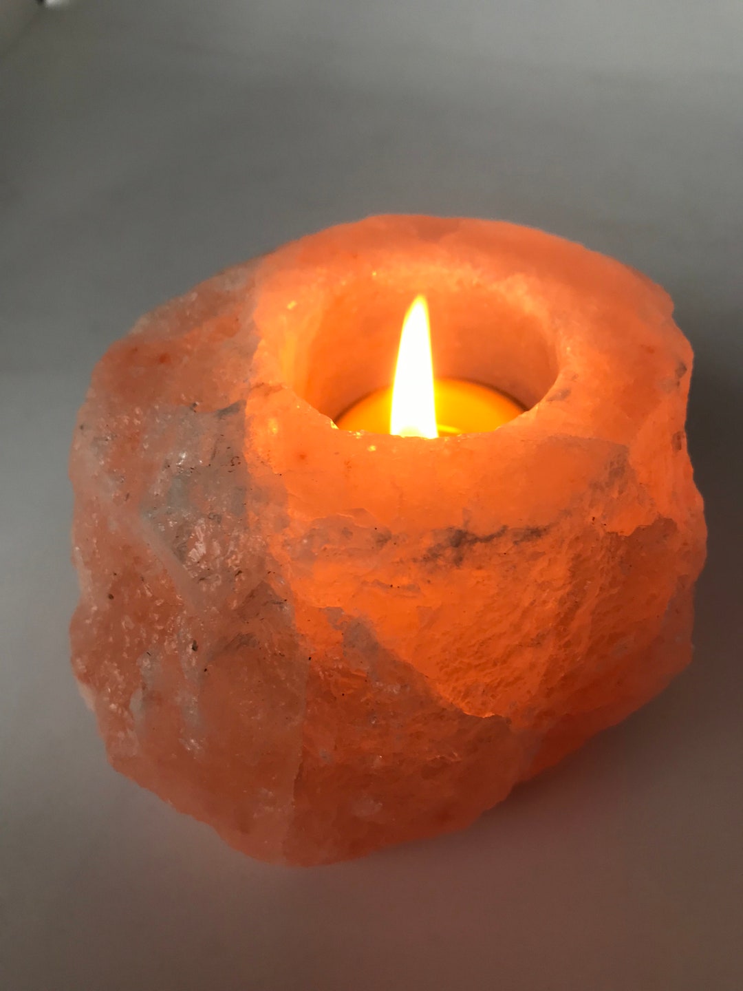 Himalayan Salt Tea Light Candle Holder With Natural Purifying Etsy UK