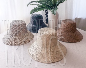 Palm Leaf Bucket Hat // Straw Bucket Hat // Papale // Sun Hat