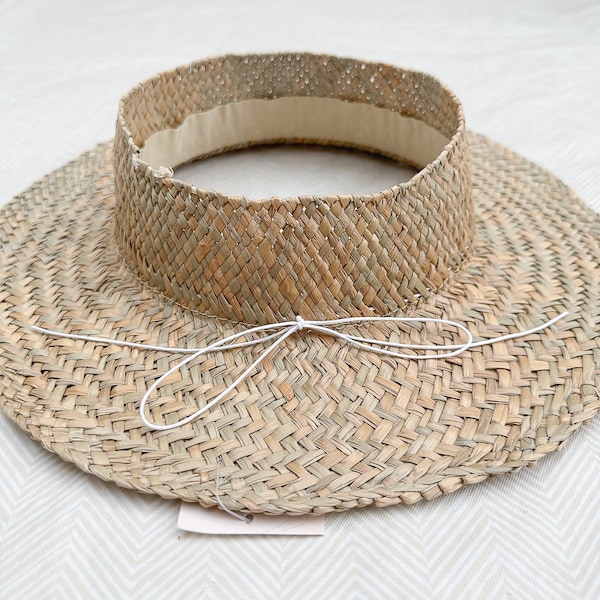 FLAW DISCOUNT Small Sized Crownless Pāpale // Rustic Straw Beach Hat, Gardening Hat// Adjustable Unisex Girls or Boys Beach Hat