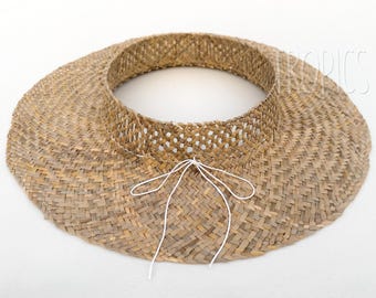 Vintage Hawaiian Force lauhala style visor hat Hawaiian Style Lauhala Visor With Flower - Etsy main image 4