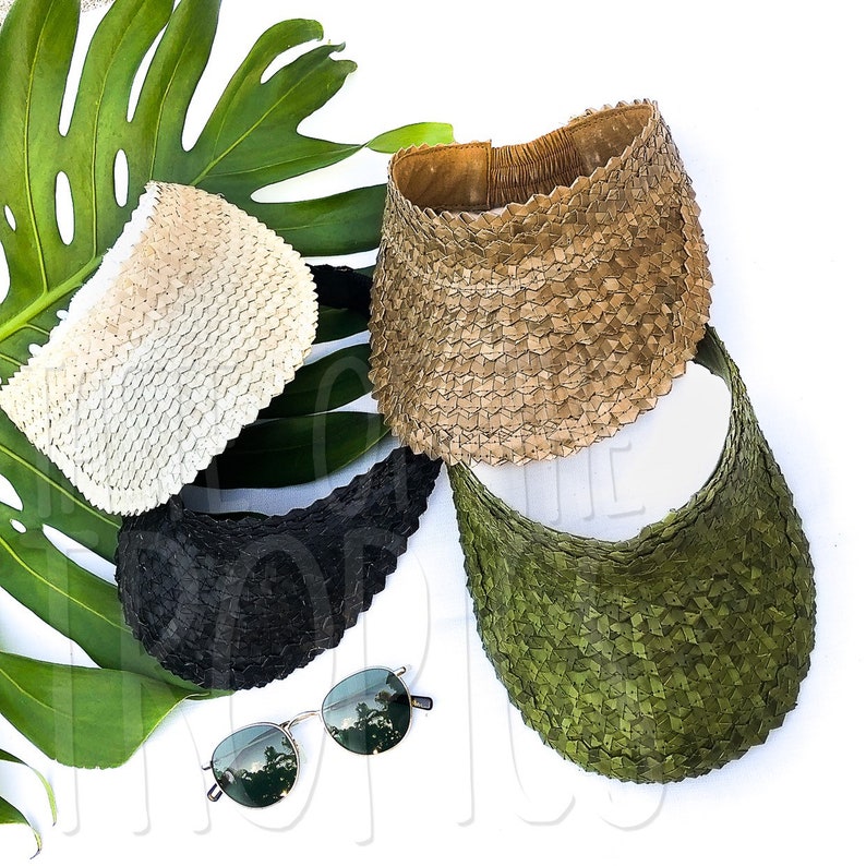 Black Pink Green Yellow Red White Blue Patriotic Free People Baha Island Hopper Visor Natural Straw Visor Raffia Hat Rainbow Pride Hat