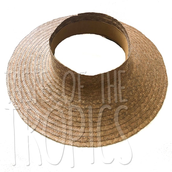Size Large XXL cabo Style Crownless Hat in Brown // Unisex Straw