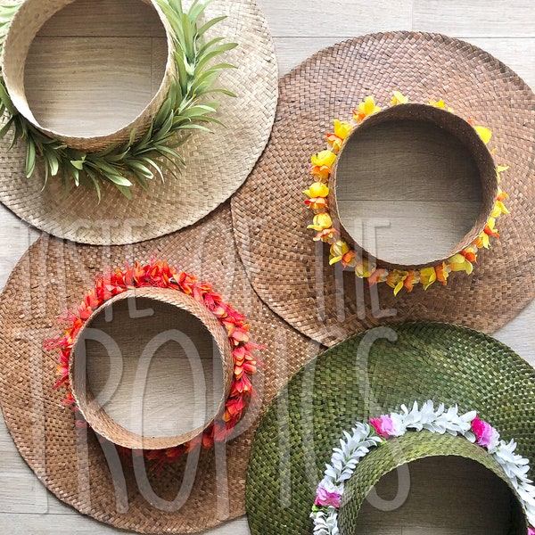 Parure de chapeau Haku Lei // Lei Pāpale // Bandeau couronne de fleurs // Plumeria, orchidée, gingembre, rose, pikake, fougère, ohai ali'i