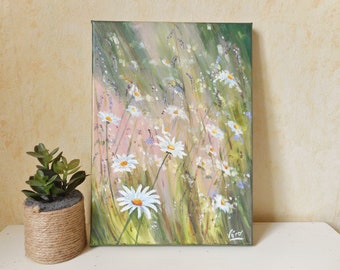 Painting wildflowers in acrylic on canvas or birthday gift