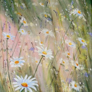 Tableau original de fleurs des champs à l'acrylique Fleurs sauvages peinture de fleurs blanches image 2