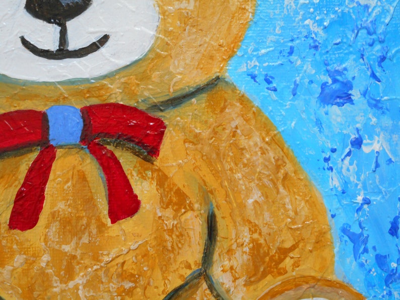 Acrylic Bear Painting Teddy the Etsy