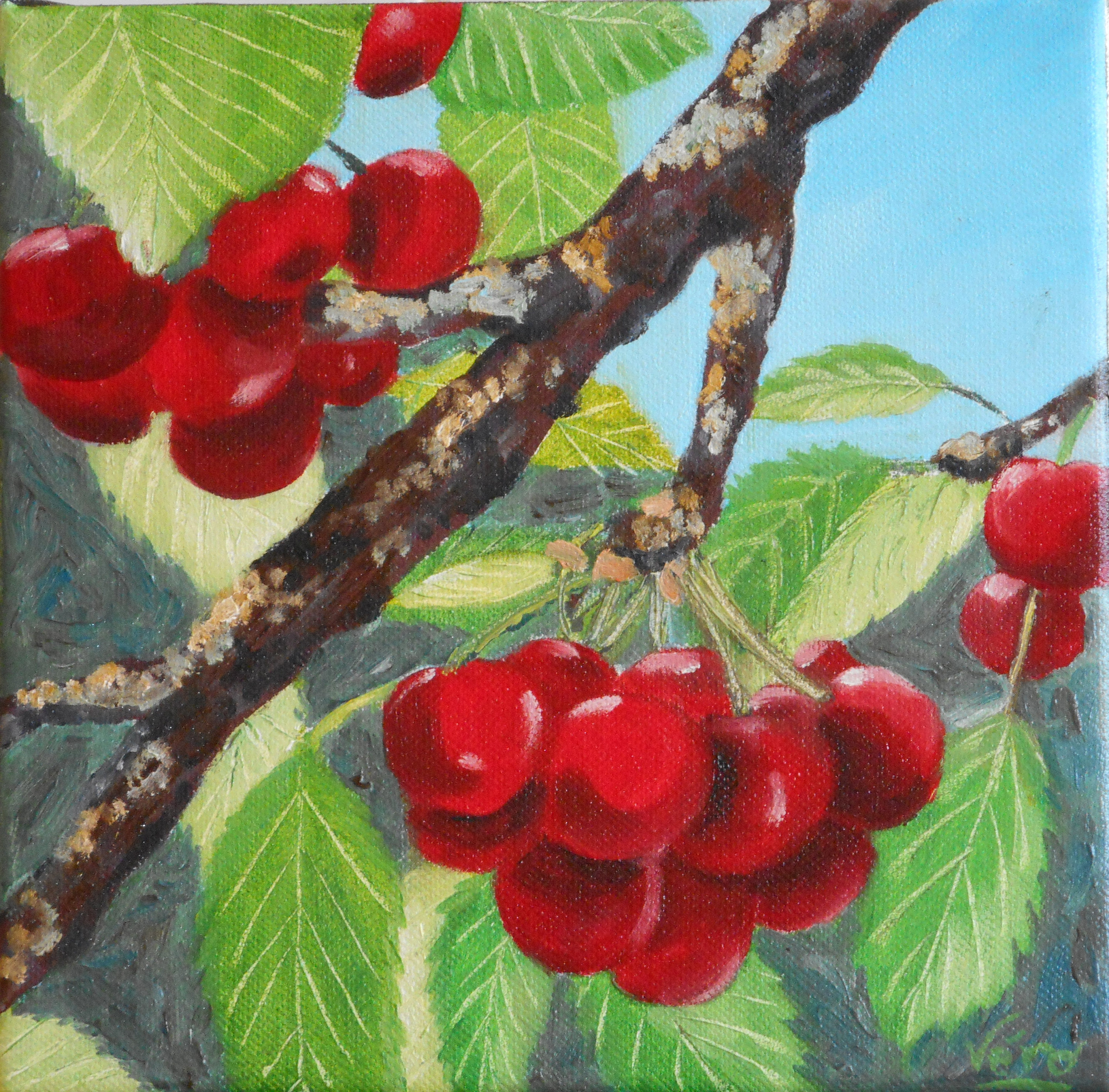 Buy Oil Cherry Paint or Small Format Fruit Painting Handmade Online in - Etsy