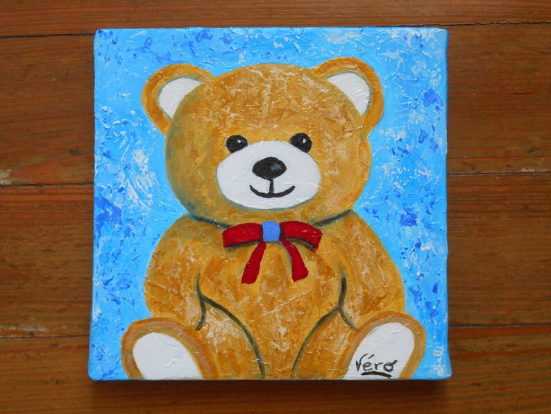 Acrylic Bear Painting Teddy the Etsy