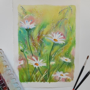 Handmade spring flower watercolor artwork