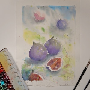Obst Aquarell Feigen aus der Provence Obst Wandkunst Küche Wanddekoration