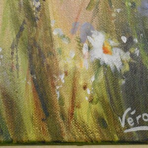 Tableau original de fleurs des champs à l'acrylique Fleurs sauvages peinture de fleurs blanches image 4