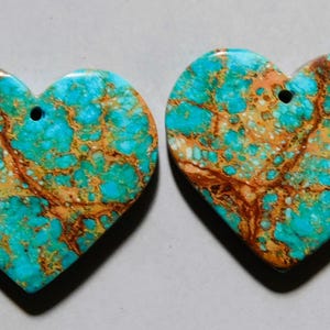 37.65 Cts Sea Sediment Jasper Heart Drilled Cabochon Matching Pair 24.3X26.6MM