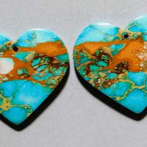 44.30 Cts Sea Sediment Jasper Heart Drilled Cabochon Matching Pair 27X30MM
