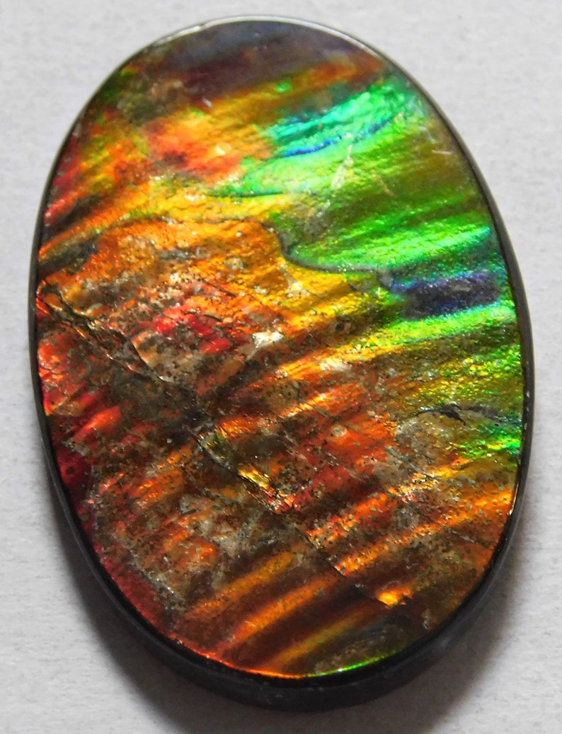 33.90 Cts Natural Polished Ammolite Cabochon Loose Gemstone 38X25X3.7 mm MM 08