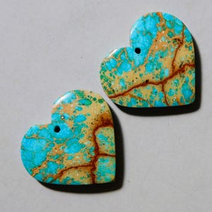 34.45 Cts Sea Sediment Jasper Heart Drilled Cabochon Match Pair 23.5X25.6MM