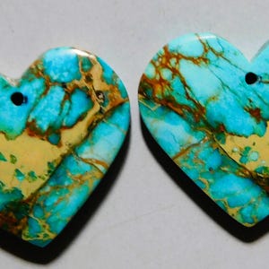 32.35 Cts Sea Sediment Jasper Heart Drilled Cabochon Match Pair 22.5X26MM