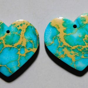 30.05 Cts Sea Sediment Jasper Heart Drilled Cabochon Matching Pair 22X24MM