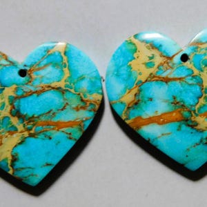 39.55 Cts Sea Sediment Jasper Heart Drilled Cabochon Matching Pair 25.5X29MM