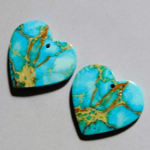 37.30 Cts Sea Sediment Jasper Heart Drilled Cabochon Matching Pair 25X26MM