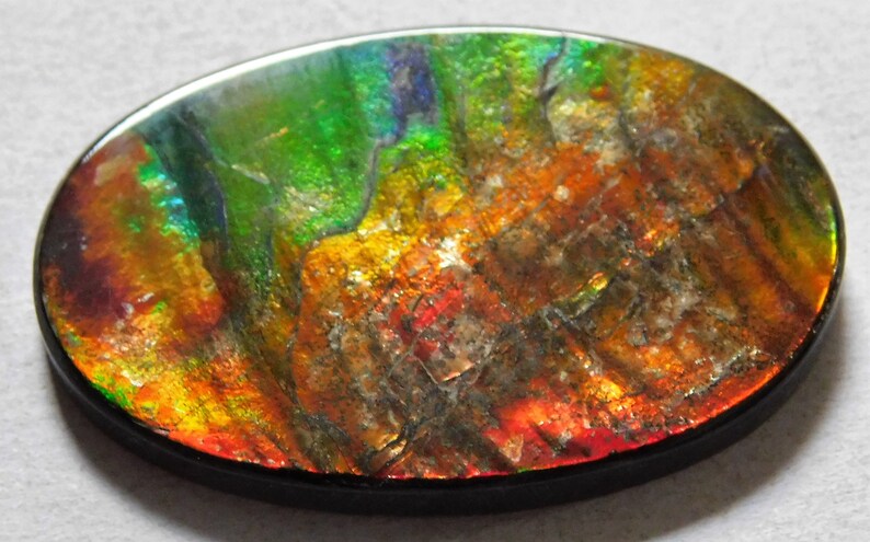 33.90 Cts Natural Polished Ammolite Cabochon Loose Gemstone 38X25X3.7 mm MM 08
