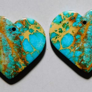 33.45 Cts Sea Sediment Jasper Heart Drilled Cabochon Matching Pair 23X25MM