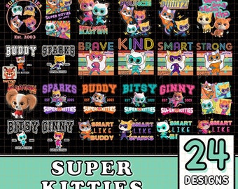 Superkitties Pounce Png Bundle | Super Cat Designs | Superkitties Birthday Png | Superkitties Junior Png | Files For Cricut | Superkitties