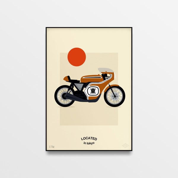 Affiche Honda Moto, Limited Edition - Poster, Illustration, Art Print - Premiere Base