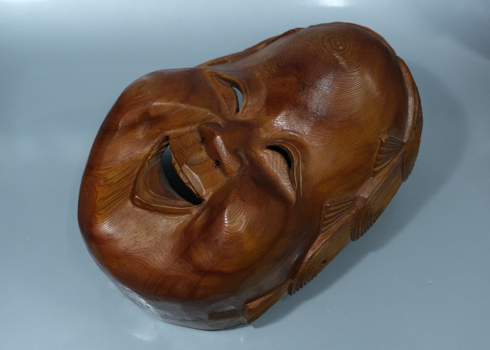 Vintage Japanese Wooden Okame Mask Etsy