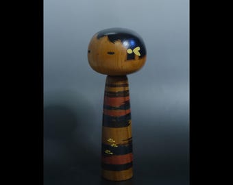 山永三平作 ヴィンテージ創作こけし人形｜伝統的な手描き木彫り｜日本