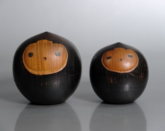 Vintage Japanese Kokeshi Doll Set by Yamanaka Sanpei | 15 & 13 cm
