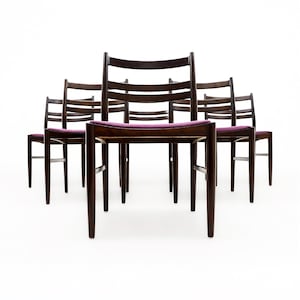 A set of 6 Niels Otto Moller style dining chairs in dark stained beech