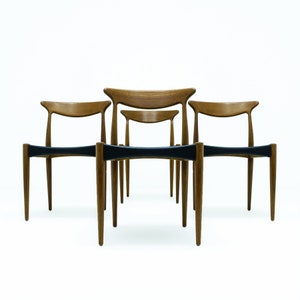 Set von 4 Vintage dänischen Mid Century Arne Hovmand-Olsen MK310 Teak Esszimmerstühlen für Mogens Kold, 1950er Jahre