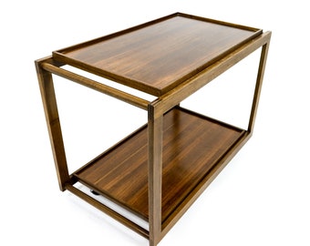 Mid century walnut bar cart or serving trolley by Gianfranco Frattini for Cassina, 1950s