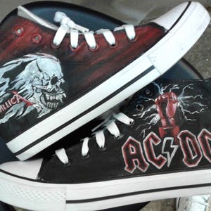 más lejos apetito zona Metallica/ ACDC Canvas Shoes Converse All Starhand Painted. - Etsy