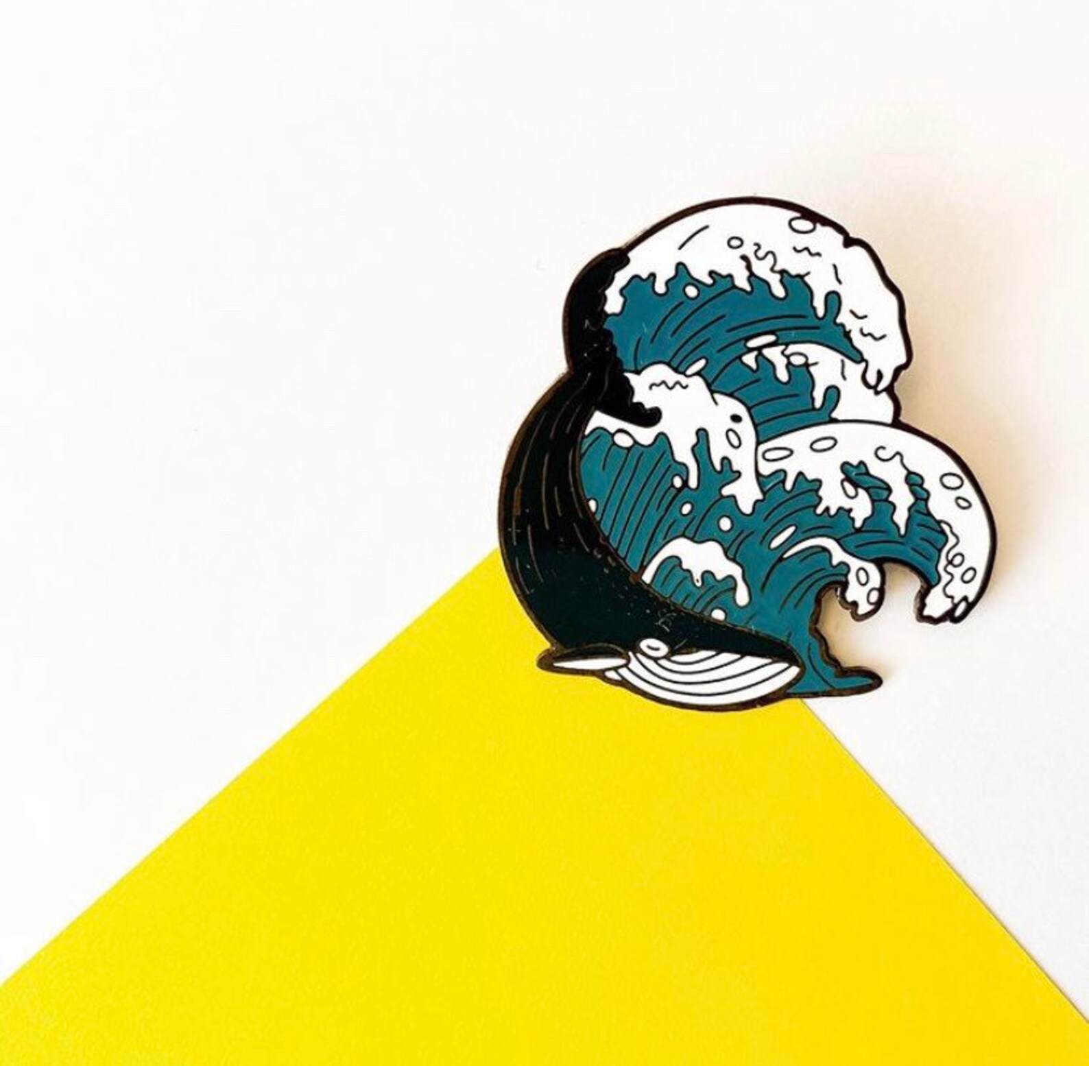 Whale Enamel Pin Big Wave Lapel Pin Metal Brooch Travel - Etsy