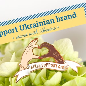 Girls support girls enamel pin, Feminist enamel pins, International Women’s Day, Equality, Enamel pin badge, Lapel pin, Metal brooch, Pins