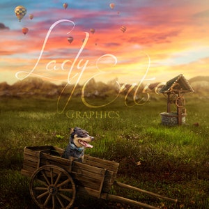 Outdoor | Sunset | Fantasy | Fun | Wagon | Digital | Backdrop | Background