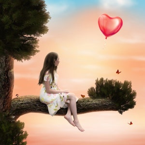 Valentines Tree Sunset Digital Backdrop Background