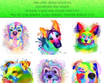 Rainbow Pet Portrait | Digital Painting | Digital Print | Pet Memorial | Colourful Painting