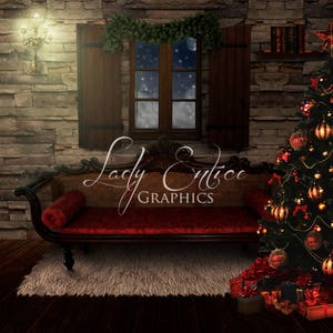 Christmas Indoor Digital Backdrop | Christmas Digital Background | Christmas Winter Digital Background