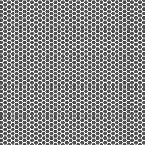 May include: A black and white pattern of repeating hexagons.