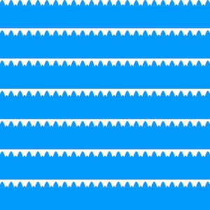 May include: A repeating pattern of white scalloped edges against a solid blue background. The pattern is repeated horizontally across the image.