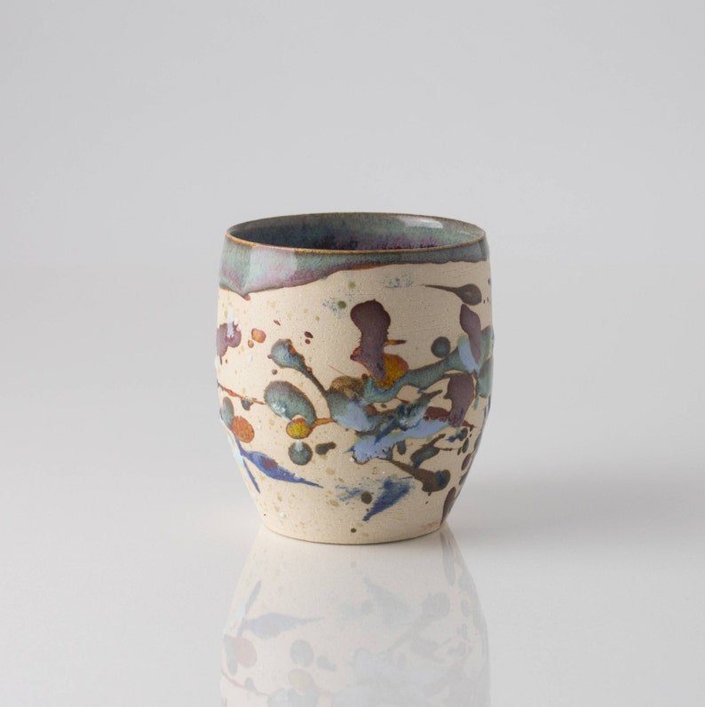 Small abstract stoneware pot Vasetto in gres con decori astratti