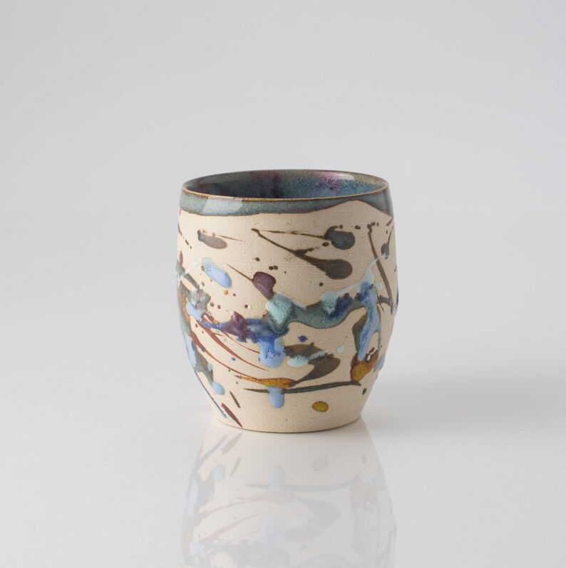 Small abstract stoneware pot Vasetto in gres con decori astratti