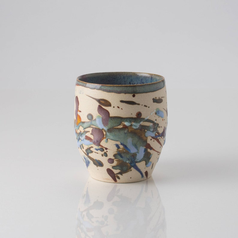 Small abstract stoneware pot Vasetto in gres con decori astratti